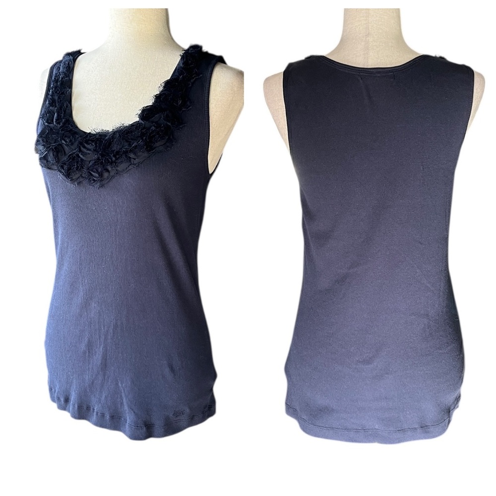Tommy Hilfiger navy blue floral accent tank top